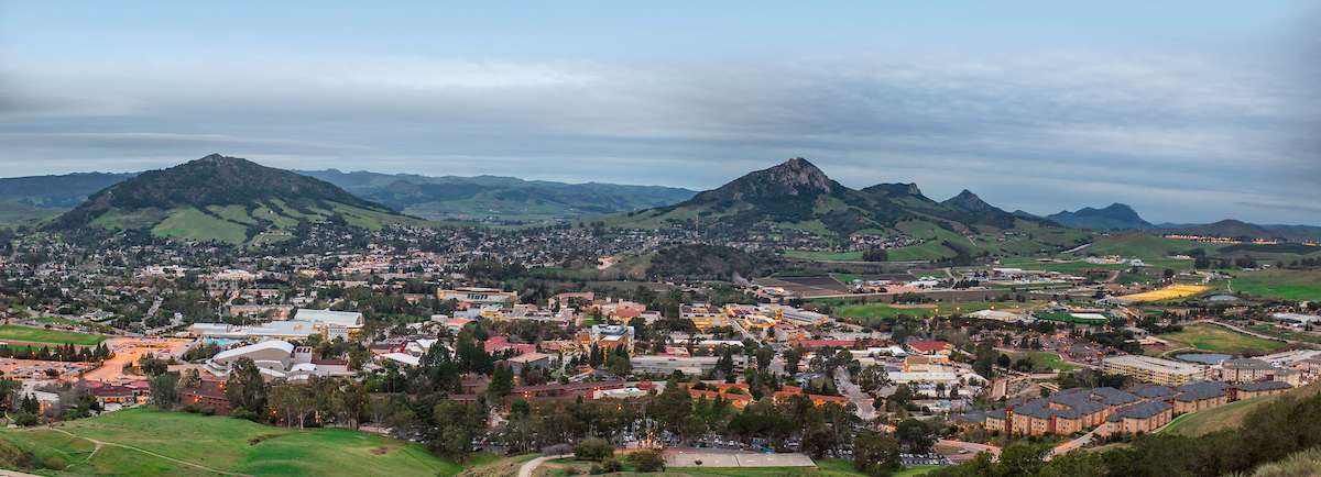 Aerial shot of Cal Poly San Luis Obispo and surrounding areas.